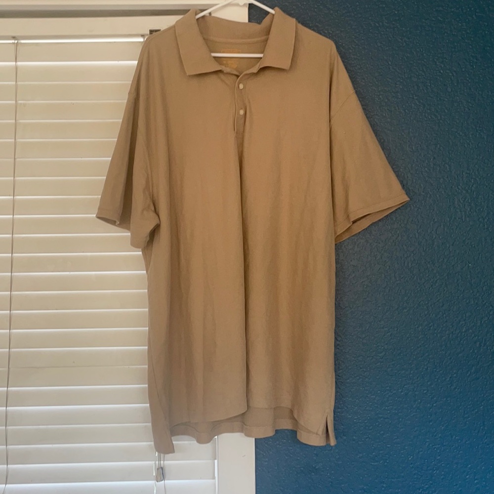 Foundry three button tan polo